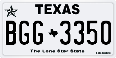 TX license plate BGG3350