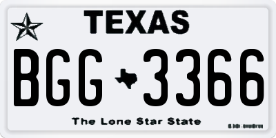 TX license plate BGG3366
