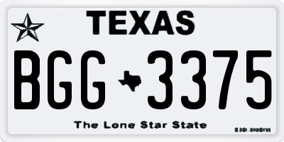 TX license plate BGG3375