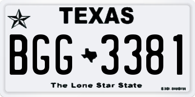 TX license plate BGG3381