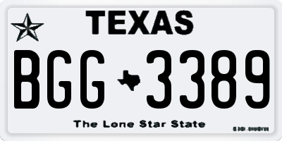 TX license plate BGG3389