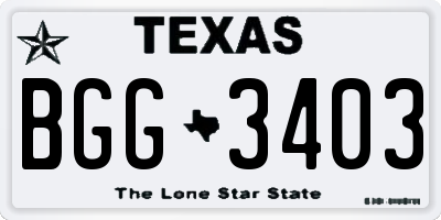 TX license plate BGG3403