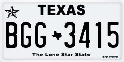 TX license plate BGG3415
