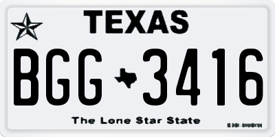 TX license plate BGG3416