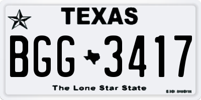 TX license plate BGG3417
