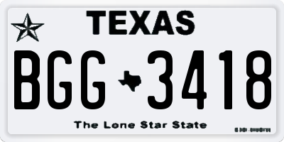 TX license plate BGG3418