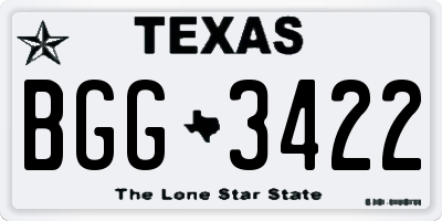 TX license plate BGG3422
