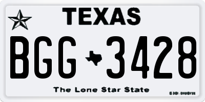 TX license plate BGG3428