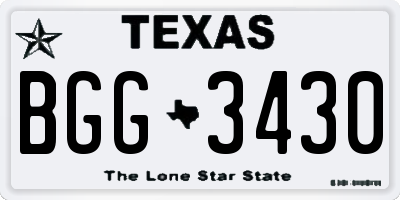 TX license plate BGG3430