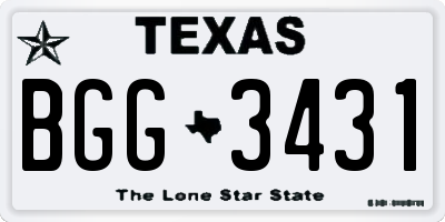 TX license plate BGG3431