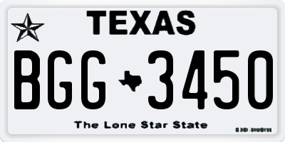 TX license plate BGG3450