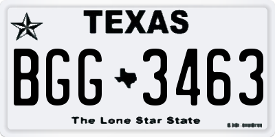 TX license plate BGG3463