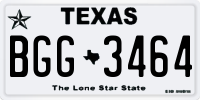 TX license plate BGG3464