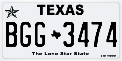 TX license plate BGG3474