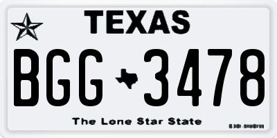 TX license plate BGG3478