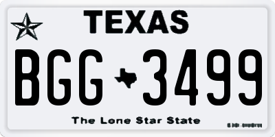 TX license plate BGG3499