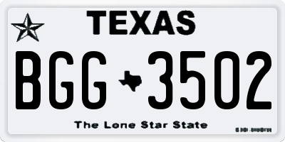 TX license plate BGG3502