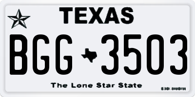 TX license plate BGG3503