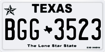 TX license plate BGG3523