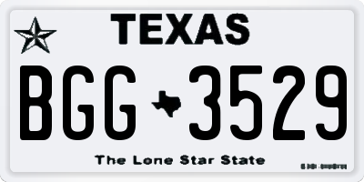 TX license plate BGG3529