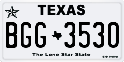 TX license plate BGG3530