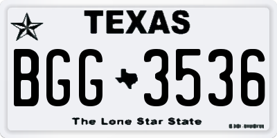 TX license plate BGG3536