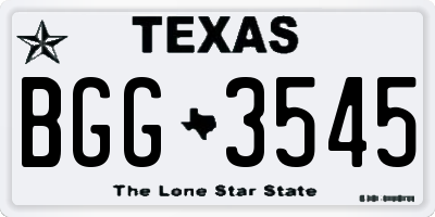 TX license plate BGG3545