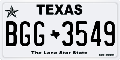TX license plate BGG3549