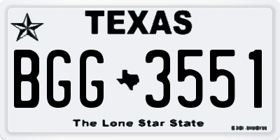 TX license plate BGG3551