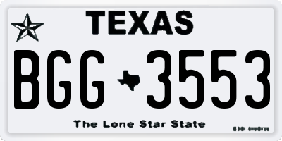 TX license plate BGG3553
