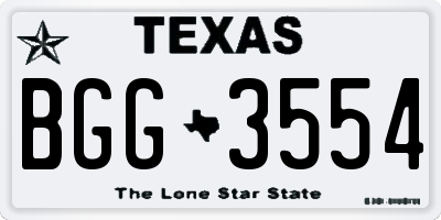 TX license plate BGG3554