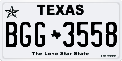 TX license plate BGG3558