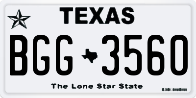 TX license plate BGG3560