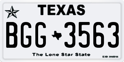TX license plate BGG3563