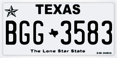 TX license plate BGG3583