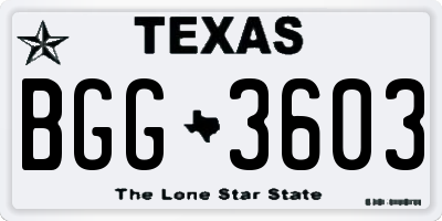 TX license plate BGG3603