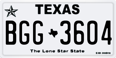 TX license plate BGG3604