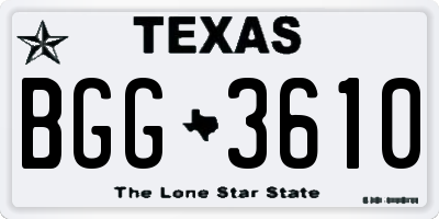 TX license plate BGG3610