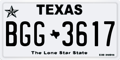 TX license plate BGG3617