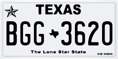 TX license plate BGG3620
