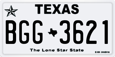 TX license plate BGG3621