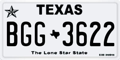 TX license plate BGG3622