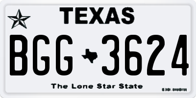 TX license plate BGG3624