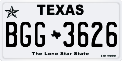 TX license plate BGG3626