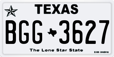 TX license plate BGG3627