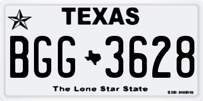 TX license plate BGG3628