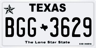 TX license plate BGG3629