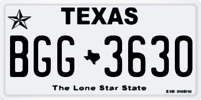 TX license plate BGG3630