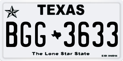 TX license plate BGG3633