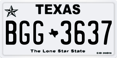 TX license plate BGG3637
